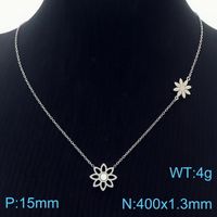Titanium Steel 18K Gold Plated Simple Style Plating Hollow Out Lotus Chrysanthemum Bracelets Earrings Necklace sku image 4