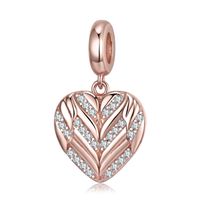 Sweet Heart Shape Sterling Silver Plating Inlay Zircon Charms Jewelry Accessories sku image 1