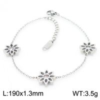Titanium Steel 18K Gold Plated Simple Style Plating Hollow Out Lotus Chrysanthemum Bracelets Earrings Necklace sku image 9