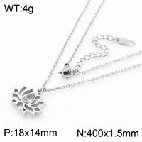 Titanium Steel 18K Gold Plated Simple Style Plating Hollow Out Lotus Chrysanthemum Bracelets Earrings Necklace sku image 6