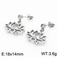 Titanium Steel 18K Gold Plated Simple Style Plating Hollow Out Lotus Chrysanthemum Bracelets Earrings Necklace sku image 3
