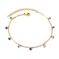 Elegant Classical Geometric Stainless Steel Inlay Artificial Diamond Women's Anklet sku image 6