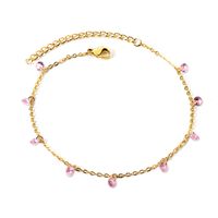 Elegant Classical Geometric Stainless Steel Inlay Artificial Diamond Women's Anklet sku image 7