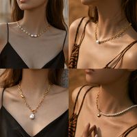 Retro Einfacher Stil Geometrisch Kupfer Perlen Emaille Überzug 18 Karat Vergoldet Halskette main image 5