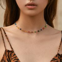 Retro Einfacher Stil Geometrisch Kupfer Perlen Emaille Überzug 18 Karat Vergoldet Halskette sku image 24