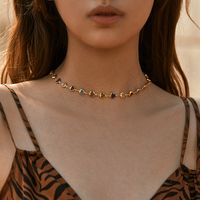 Retro Einfacher Stil Geometrisch Kupfer Perlen Emaille Überzug 18 Karat Vergoldet Halskette sku image 18