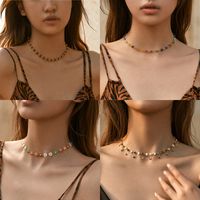 Retro Einfacher Stil Geometrisch Kupfer Perlen Emaille Überzug 18 Karat Vergoldet Halskette main image 4