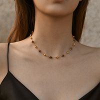 Retro Simple Style Geometric Copper Beaded Enamel Plating 18k Gold Plated Necklace sku image 33