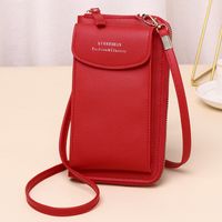 Women's Pu Leather Solid Color Basic Square Zipper Shoulder Bag Phone Wallets Crossbody Bag sku image 1