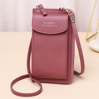 Women's Pu Leather Solid Color Basic Square Zipper Shoulder Bag Phone Wallets Crossbody Bag sku image 5