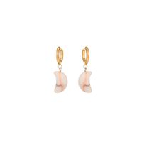 1 Pair Classical Exaggerated Simple Style Moon Polishing Stainless Steel Natural Stone 18K Gold Plated Drop Earrings main image 6