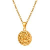 Simple Style Commute Round Titanium Steel Plating 18k Gold Plated Pendant Necklace main image 3