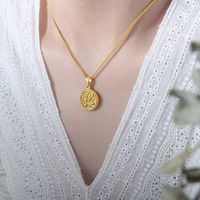 Simple Style Commute Round Titanium Steel Plating 18k Gold Plated Pendant Necklace sku image 1