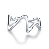 Casual Waves Solid Color Sterling Silver Open Rings In Bulk sku image 1