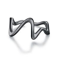 Casual Waves Solid Color Sterling Silver Open Rings In Bulk sku image 2
