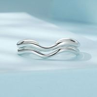Casual Waves Solid Color Sterling Silver Open Rings In Bulk main image 3
