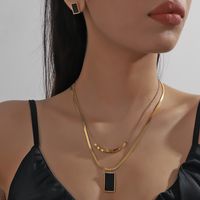 Ig Style Simple Style Rectangle Stainless Steel Plating 18k Gold Plated Jewelry Set main image 1