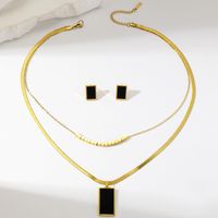 Ig Style Simple Style Rectangle Stainless Steel Plating 18k Gold Plated Jewelry Set main image 3