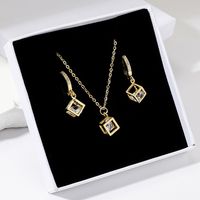 Ig Style Simple Style Rubik's Cube Stainless Steel Plating Inlay Zircon Gold Plated Jewelry Set main image 1