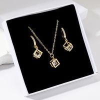 Ig Style Simple Style Rubik's Cube Stainless Steel Plating Inlay Zircon Gold Plated Jewelry Set sku image 1