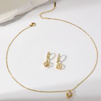 Ig Style Simple Style Rubik's Cube Stainless Steel Plating Inlay Zircon Gold Plated Jewelry Set main image 3