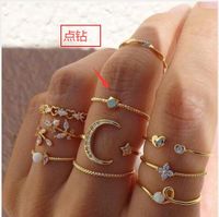 Fashion Diamond Love Pearl Leaf 10-teiliger Ring Kreativer Retro-weiblicher Ring sku image 41