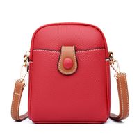 Women's Leather Solid Color Basic Square Magnetic Buckle Shoulder Bag Phone Wallets Crossbody Bag sku image 1