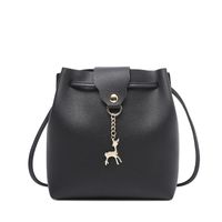 Women's Small Pu Leather Solid Color Elegant Classic Style Bucket Magnetic Buckle Flip Cover Shoulder Bag Crossbody Bag main image 4