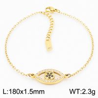 Titanium Steel 18K Gold Plated Simple Style Plating Inlay Heart Shape Rhinestones Bracelets Necklace Jewelry Set sku image 4