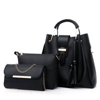 Women's Large All Seasons Pu Leather Solid Color Basic Classic Style Tassel Square Zipper Bag Sets Handbag sku image 2