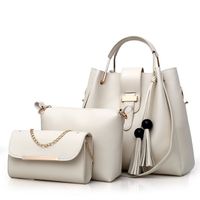 Women's Large All Seasons Pu Leather Solid Color Basic Classic Style Tassel Square Zipper Bag Sets Handbag sku image 5