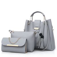 Women's Large All Seasons Pu Leather Solid Color Basic Classic Style Tassel Square Zipper Bag Sets Handbag sku image 6