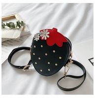 Women's Pu Leather Strawberry Cute Oval Zipper Shoulder Bag Crossbody Bag sku image 1