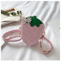 Women's Pu Leather Strawberry Cute Oval Zipper Shoulder Bag Crossbody Bag sku image 5