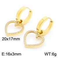 Titanium Steel 18K Gold Plated Simple Style Plating Inlay Heart Shape Rhinestones Bracelets Necklace Jewelry Set sku image 14