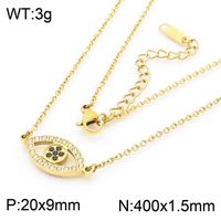 Titanium Steel 18K Gold Plated Simple Style Plating Inlay Heart Shape Rhinestones Bracelets Necklace Jewelry Set sku image 8