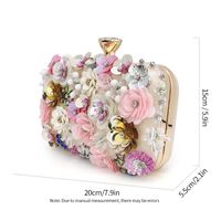 Women's All Seasons Silk Flower Elegant Square Lock Clasp Clutch Bag Evening Bag sku image 1
