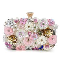 Women's All Seasons Silk Flower Elegant Square Lock Clasp Clutch Bag Evening Bag main image 9