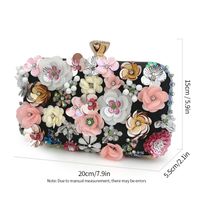 Women's All Seasons Silk Flower Elegant Square Lock Clasp Clutch Bag Evening Bag sku image 3