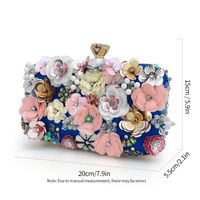 Women's All Seasons Silk Flower Elegant Square Lock Clasp Clutch Bag Evening Bag sku image 2