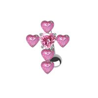 Sweet Artistic Streetwear Heart Shape Stainless Steel Arylic Copper White Gold Plated Resin Rhinestones Zircon Belly Ring In Bulk main image 6