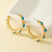 1 Pair Simple Style Classic Style Commute C Shape Plating Inlay Alloy Artificial Diamond 14k Gold Plated Ear Studs main image 3
