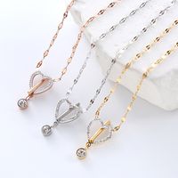 Casual Vacation Simple Style Butterfly Stainless Steel Beaded Plating Inlay Zircon 18k Gold Plated Rose Gold Plated Pendant Necklace main image 8