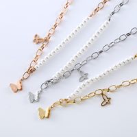 Casual Vacation Simple Style Butterfly Stainless Steel Beaded Plating Inlay Zircon 18k Gold Plated Rose Gold Plated Pendant Necklace main image 7