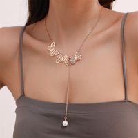 Luxurious Romantic Simple Style Butterfly Imitation Pearl Alloy Women's Pendant Necklace main image 5
