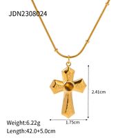 De Gros Style Simple Style Classique Traverser Acier Inoxydable Placage Incruster Plaqué Or 18k Strass Pendentif sku image 1