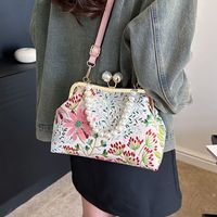 Women's All Seasons Flannel Floral Elegant Vacation Streetwear Sewing Thread Shell Clasp Frame Handbag main image 2