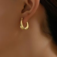 1 Pair Basic Vintage Style U Shape Plating 201 Stainless Steel 18K Gold Plated Hoop Earrings main image 4