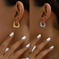 1 Pair Basic Vintage Style U Shape Plating 201 Stainless Steel 18K Gold Plated Hoop Earrings main image 1