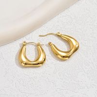 1 Pair Basic Vintage Style U Shape Plating 201 Stainless Steel 18K Gold Plated Hoop Earrings main image 5
